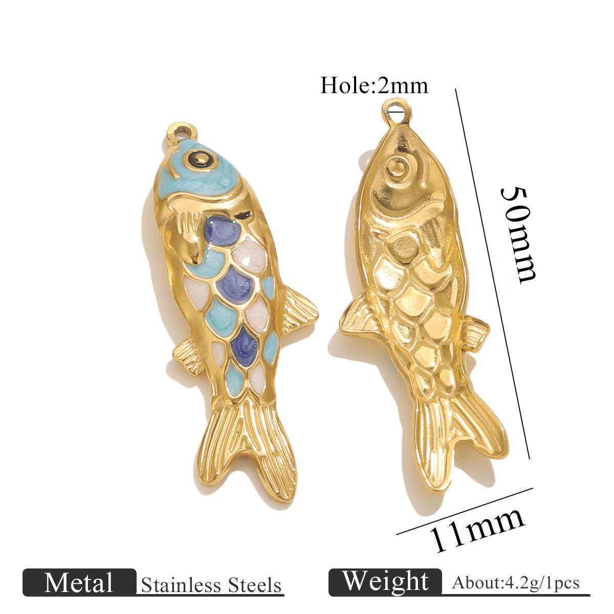 Stainless Steel (Titanium Steel) Colorful Enamel Fish Pendants | DIY Jewelry Accessories, Vibrant Sea Fish Charms for Necklaces & Bracelets