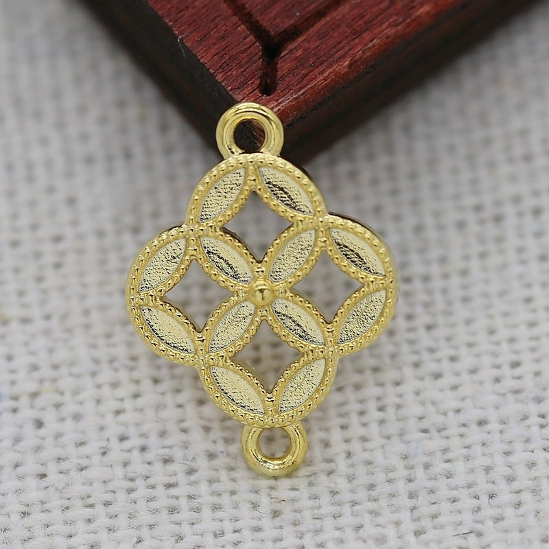 1PC 24K Gold Plated Coin Tassel Charm 17x12mm, Brass Connector for Hairpins and Earrings, Fade-Resistant DIY Jewelry Findings