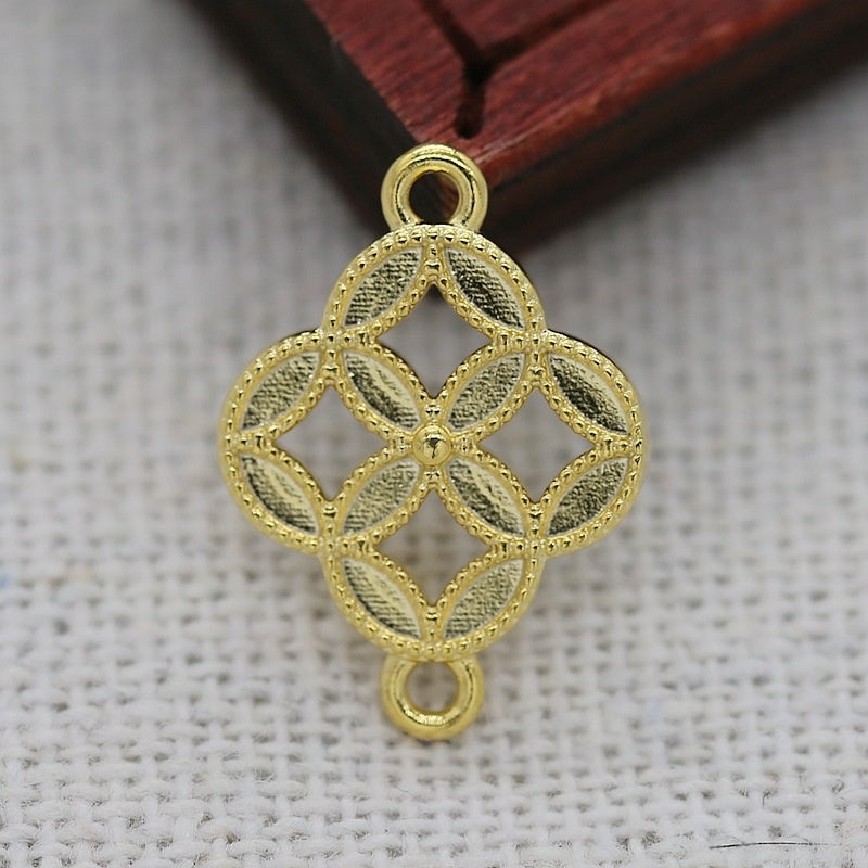 1PC 24K Gold Plated Coin Tassel Charm 17x12mm, Brass Connector for Hairpins and Earrings, Fade-Resistant DIY Jewelry Findings