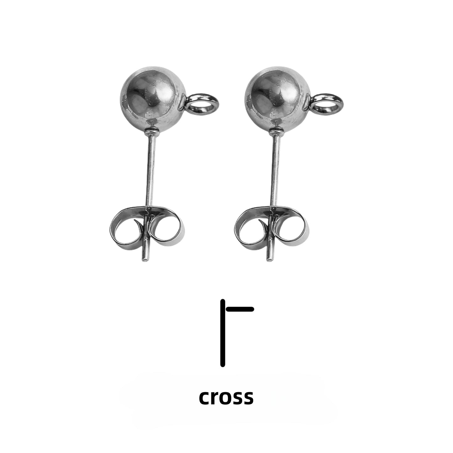 10Pairs Stainless Steel Ball Post Earring Stud, Earrings-Posts Stud Round Balls-Earrings Stainless Steel Silver Ball-Posts with Loops for DIY Crafts Making