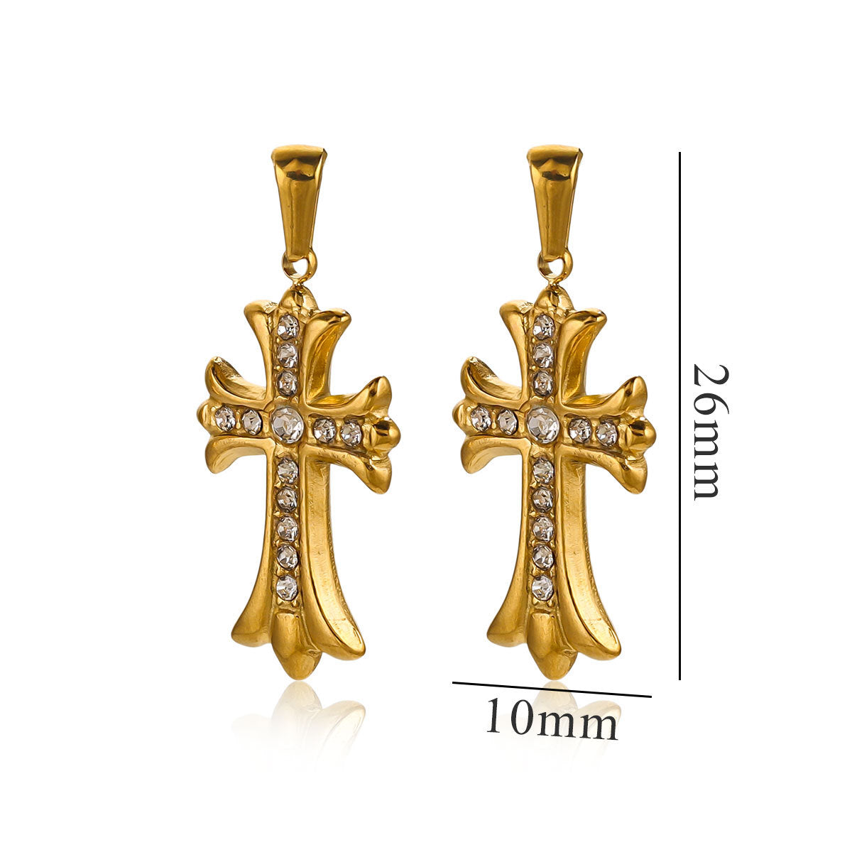 18K Gold Plated Stainless Steel Cross Pendant for Bracelets & Necklaces