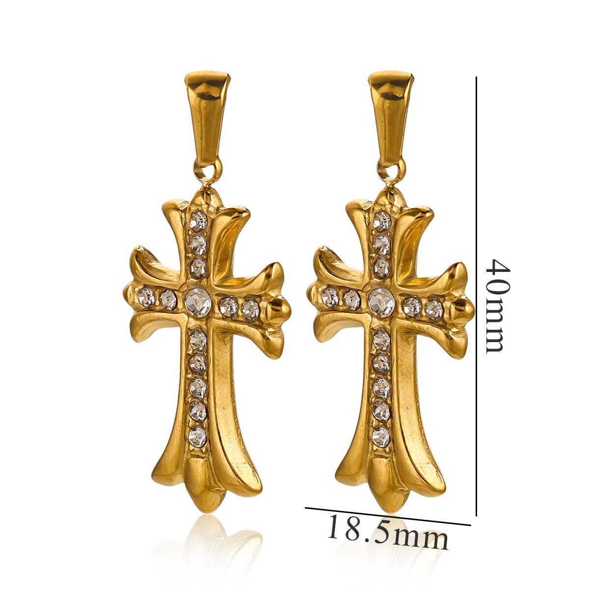 18K Gold Plated Stainless Steel Cross Pendant for Bracelets & Necklaces