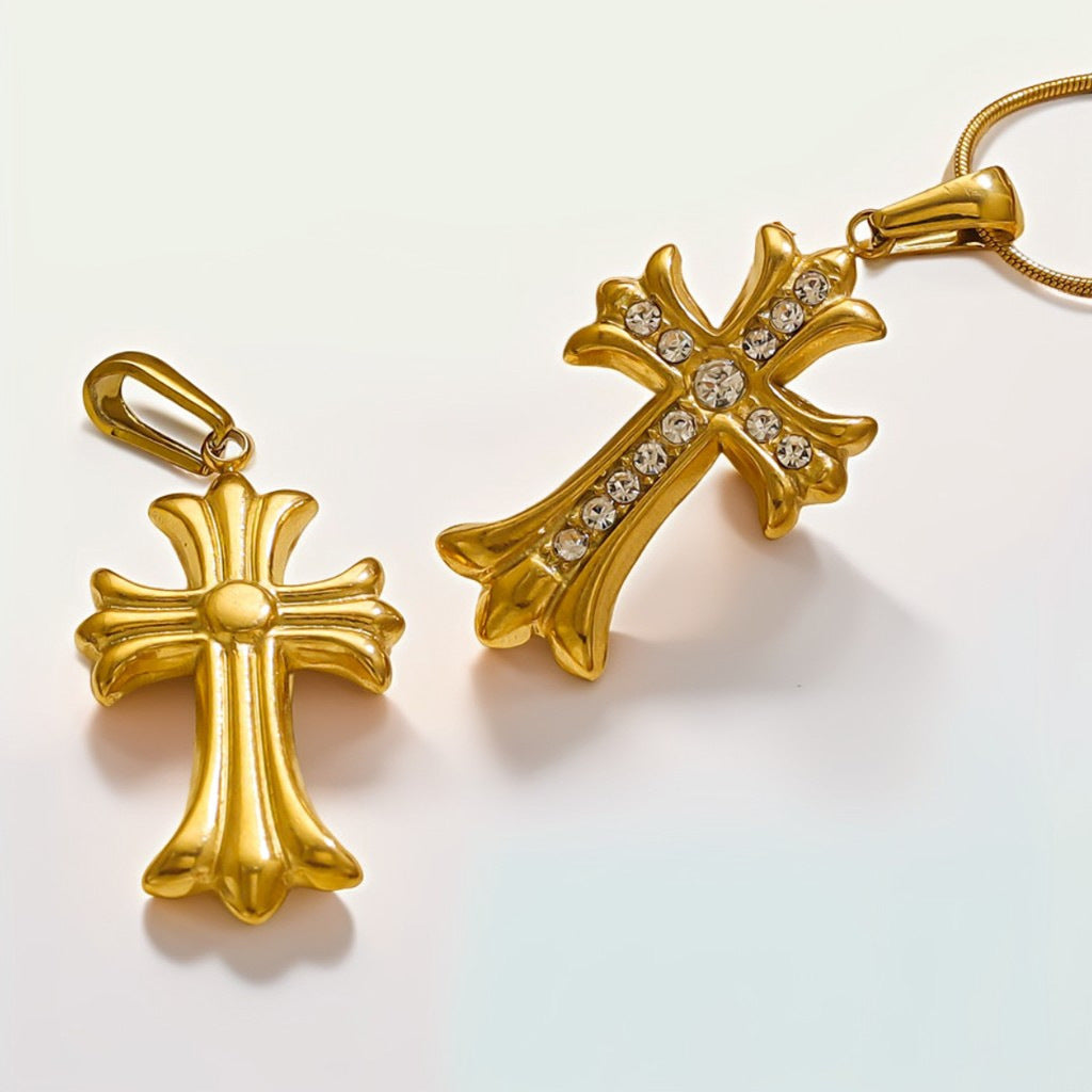 18K Gold Plated Stainless Steel Cross Pendant for Bracelets & Necklaces