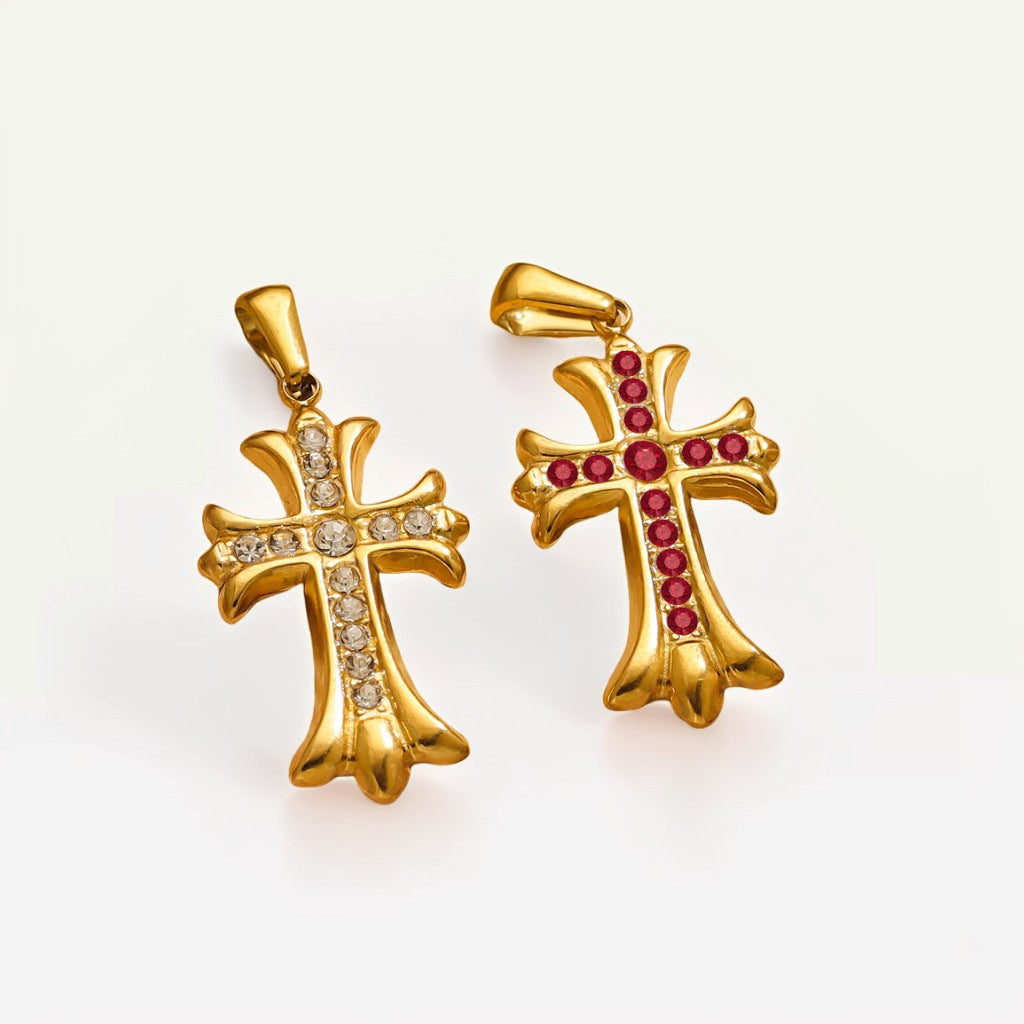 18K Gold Plated Stainless Steel Cross Pendant for Bracelets & Necklaces