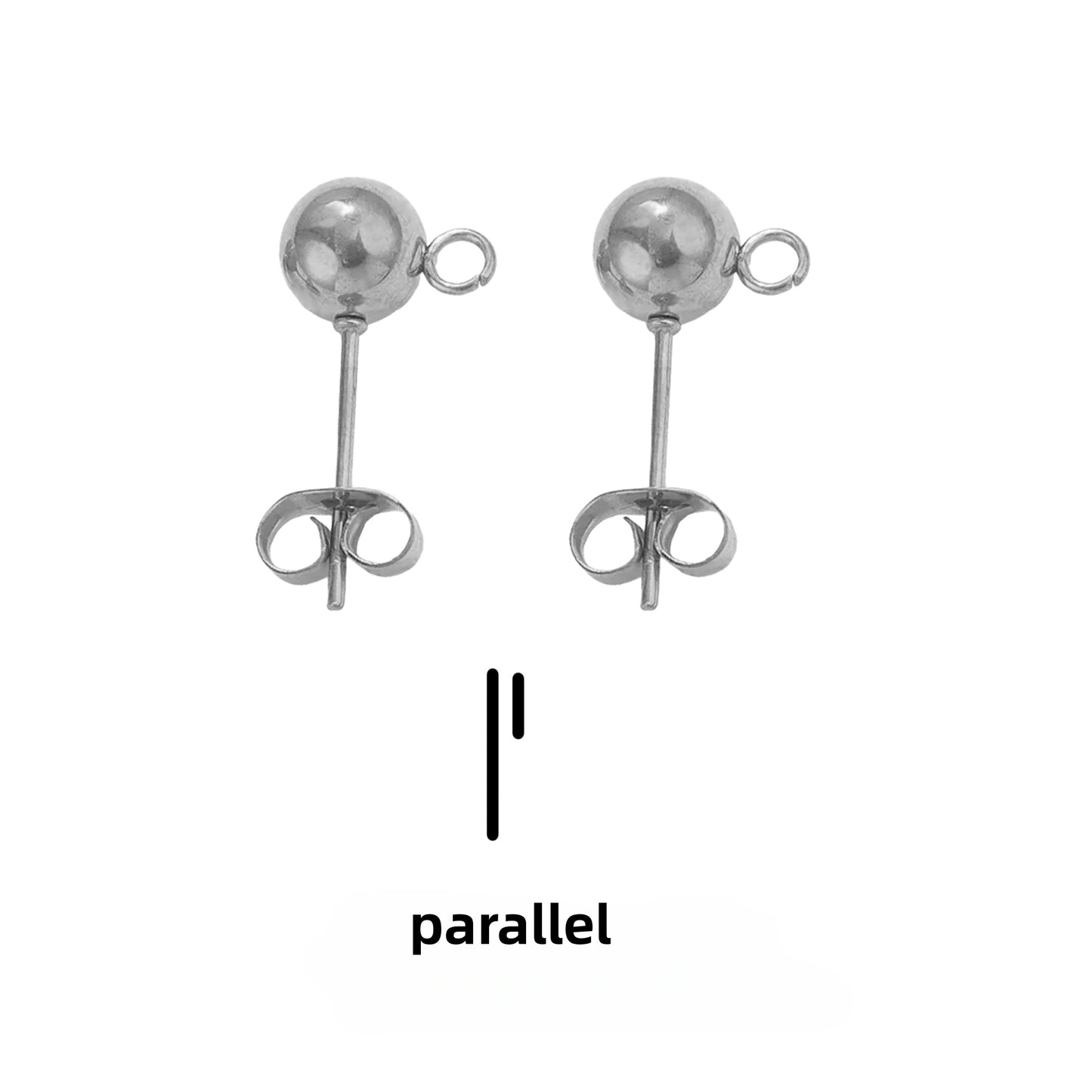 10Pairs Stainless Steel Ball Post Earring Stud, Earrings-Posts Stud Round Balls-Earrings Stainless Steel Silver Ball-Posts with Loops for DIY Crafts Making