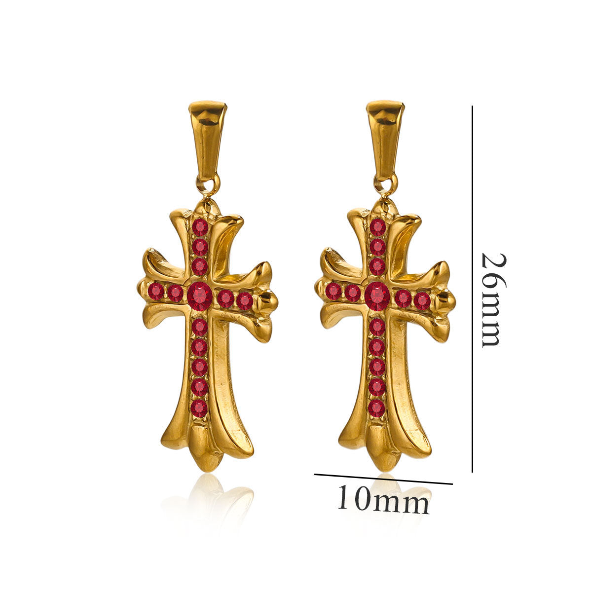 18K Gold Plated Stainless Steel Cross Pendant for Bracelets & Necklaces