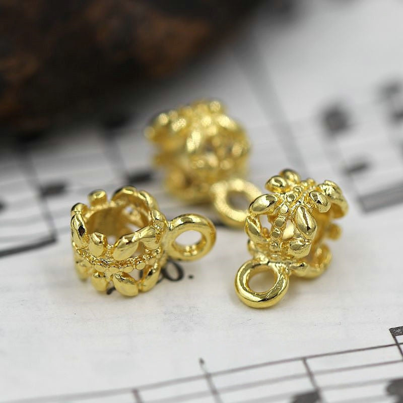 2PCS 24K Gold Plated Brass Charms, Bracelets, Beads, and Hairpin Components, Brass Findings for Handmade Jewelry, 6mm