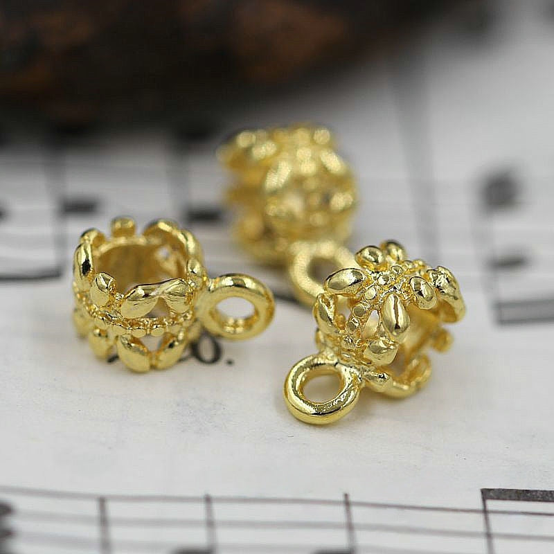 2PCS 24K Gold Plated Brass Charms, Bracelets, Beads, and Hairpin Components, Brass Findings for Handmade Jewelry, 6mm