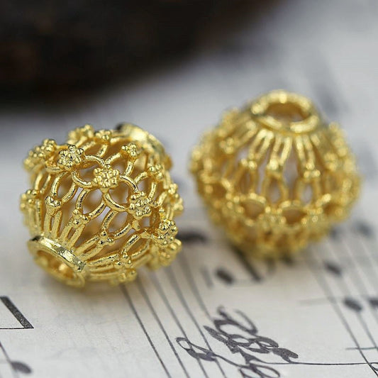 24K Real Gold Plated Tibetan Spacer Beads, Buddhist Jewelry Findings, Earring & Beading Supplies, DIY Craft Components