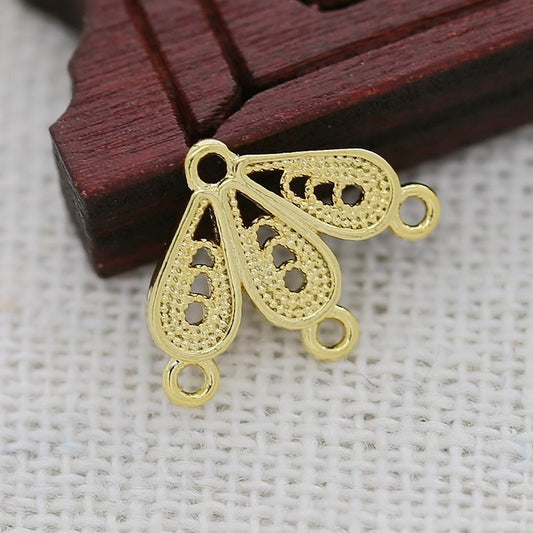 2PCS 13x11mm 24K Gold Plated Multi-Hole Connector | Brass Link Charm for Tassel Earrings, Hairpins & Jewelry Making