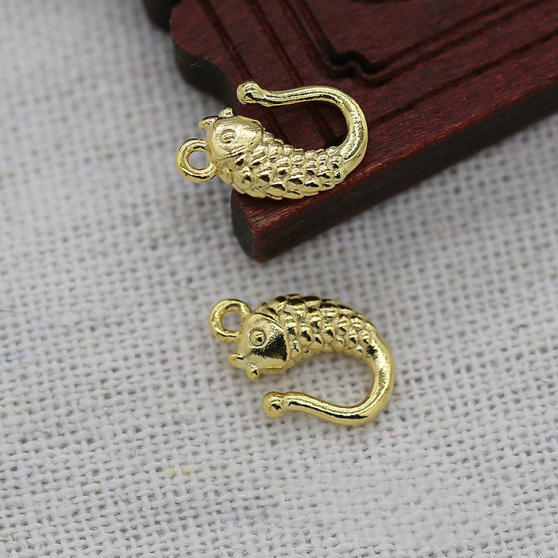 2PCS 24K Gold Plated Brass Koi Fish Tail Pendant, 13x9mm Whale Tail Charm, Gold Vermeil Jewelry Findings, DIY Ancient Style Accessories