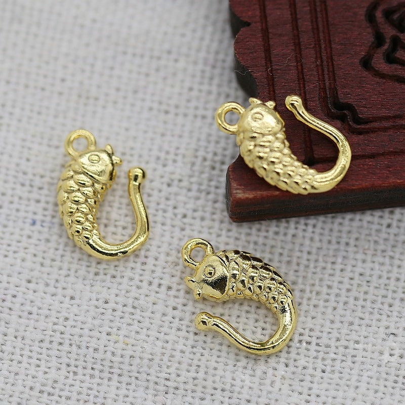 2PCS 24K Gold Plated Brass Koi Fish Tail Pendant, 13x9mm Whale Tail Charm, Gold Vermeil Jewelry Findings, DIY Ancient Style Accessories