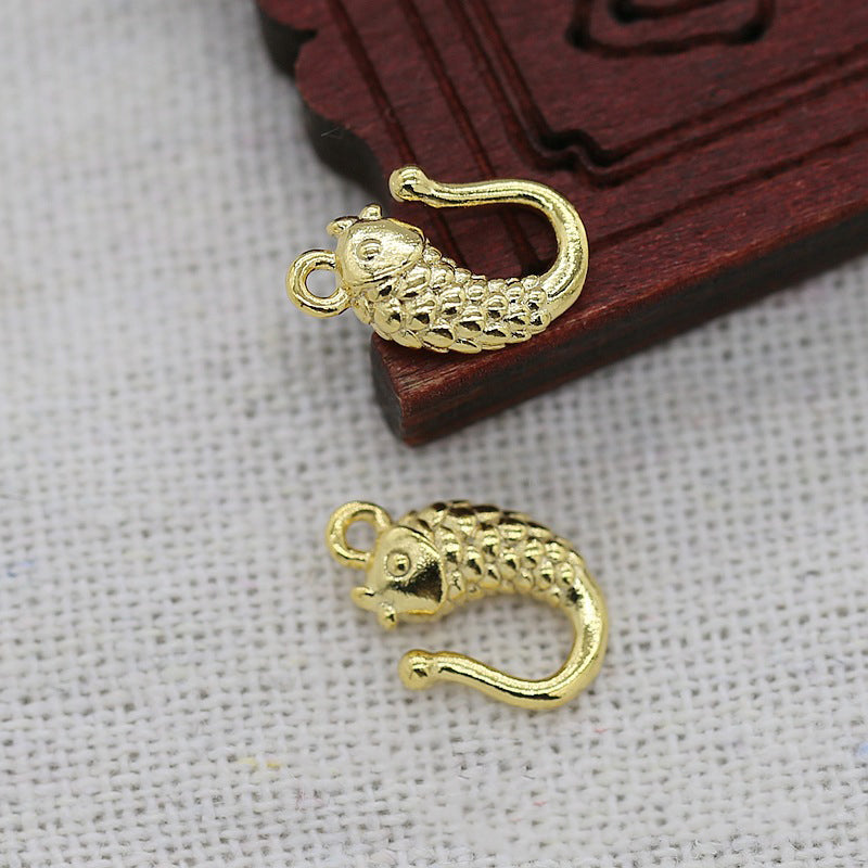 2PCS 24K Gold Plated Brass Koi Fish Tail Pendant, 13x9mm Whale Tail Charm, Gold Vermeil Jewelry Findings, DIY Ancient Style Accessories