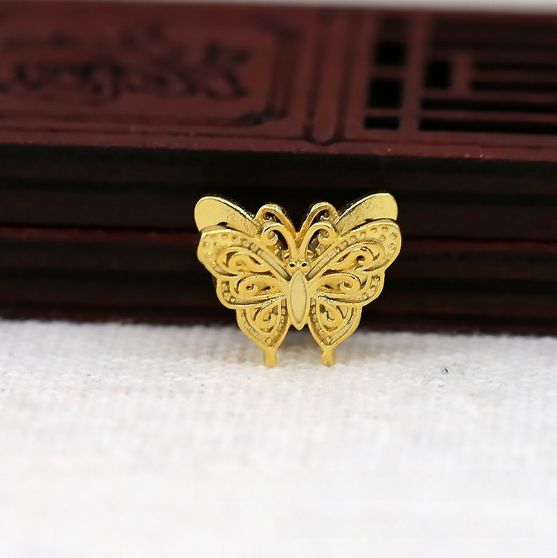 14x11mm 24K Gold Plated Double-Sided Butterfly Bead | Brass Connector for Hairpins & Earring DIY