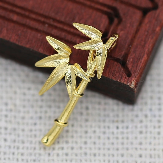 2PCS 18x9MM 24K Gold Plated Bamboo Branch Connector, Brass Charm for Hairpins & Earrings, Chinese Style DIY Jewelry Findings
