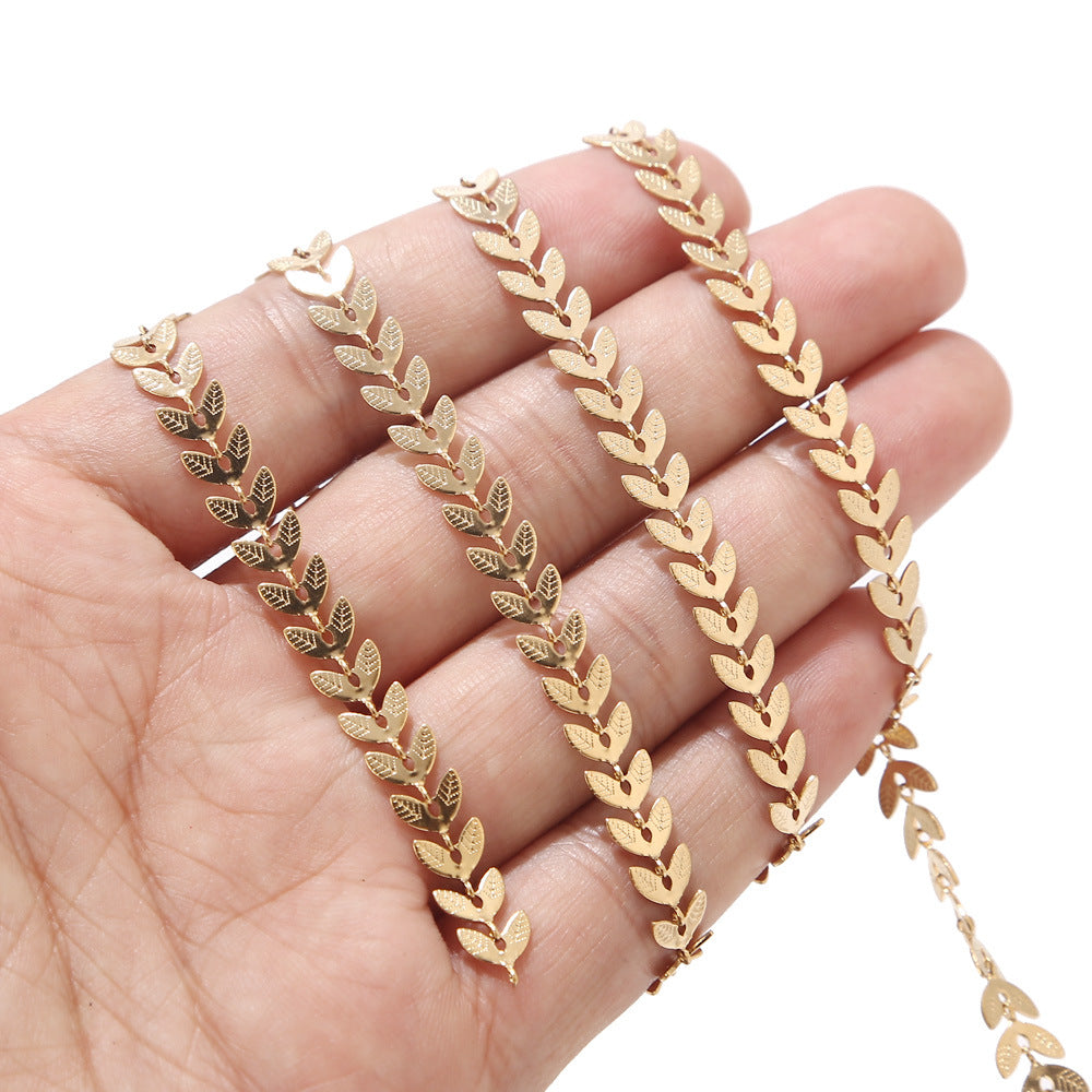 Stainless Steel Leaf Chain - Handmade DIY Collar Necklace & Ankle Chain, Fade-Resistant Jewelry Chain