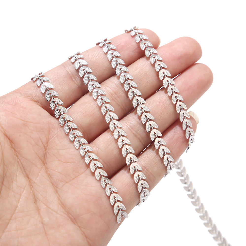 Stainless Steel Leaf Chain - Handmade DIY Collar Necklace & Ankle Chain, Fade-Resistant Jewelry Chain