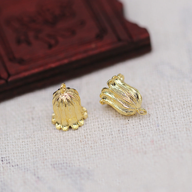 1PC 24K Gold Plated Lily of the Valley Charm, Brass Flower Pendant Connector, DIY Jewelry Making Supplies, Gold Floral Findings