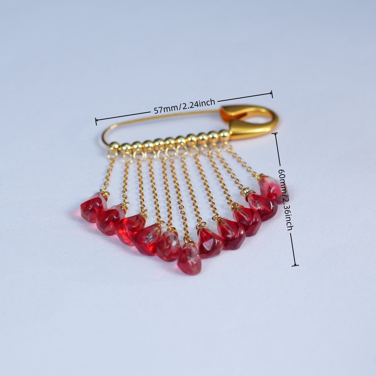 Glass Pomegranate Seeds Tassel Brooch – Handcrafted Elegant Gift for Her