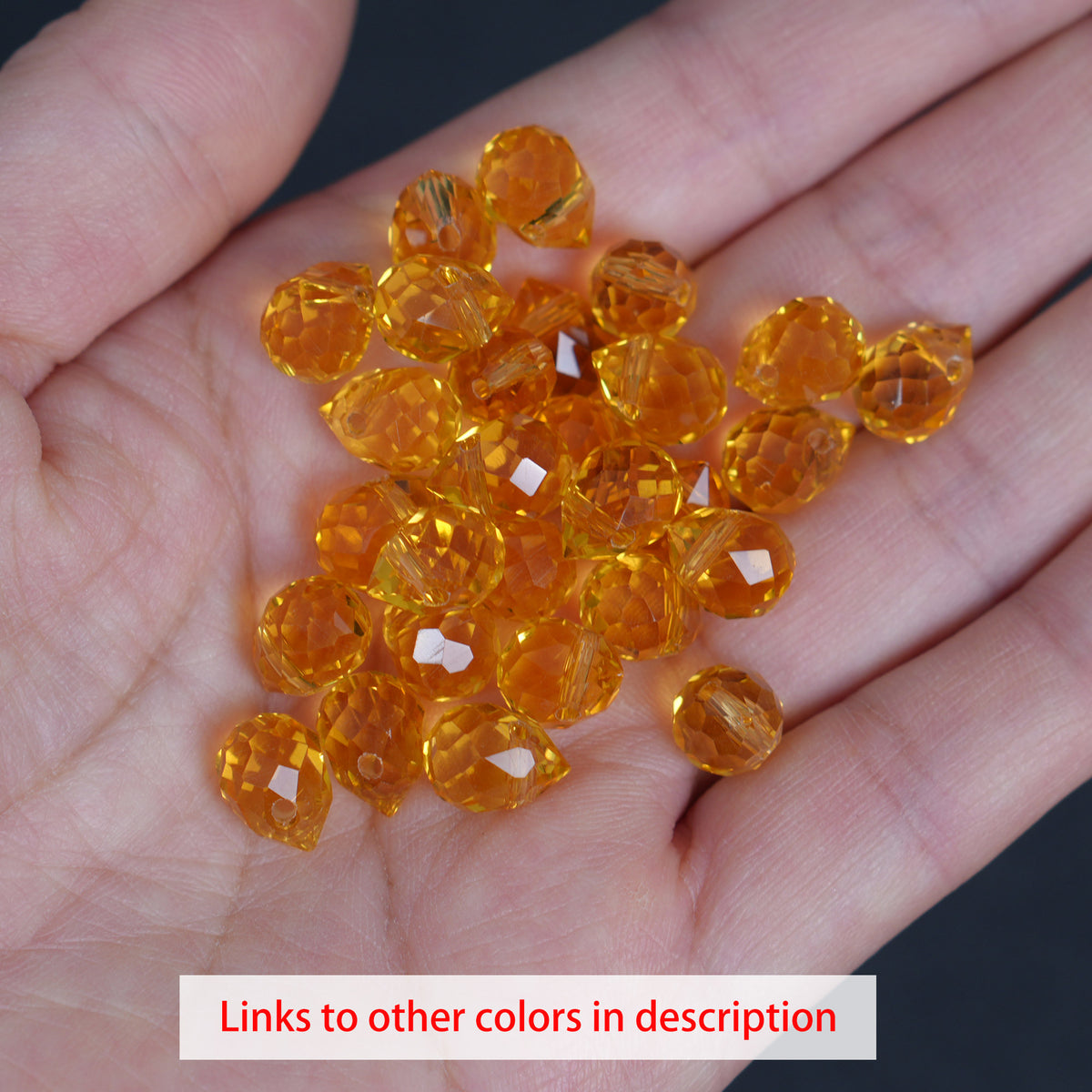 40PCS Golden Yellow Faceted Teardrop Glass Beads, 8x10mm for Jewelry Making