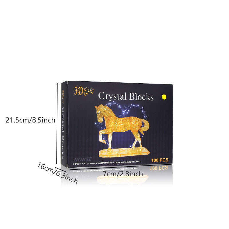 3D Crystal Puzzle Horse, Crystal Puzzle Brainteasers for Puzzlers Ages 16 and Up, 100Pcs