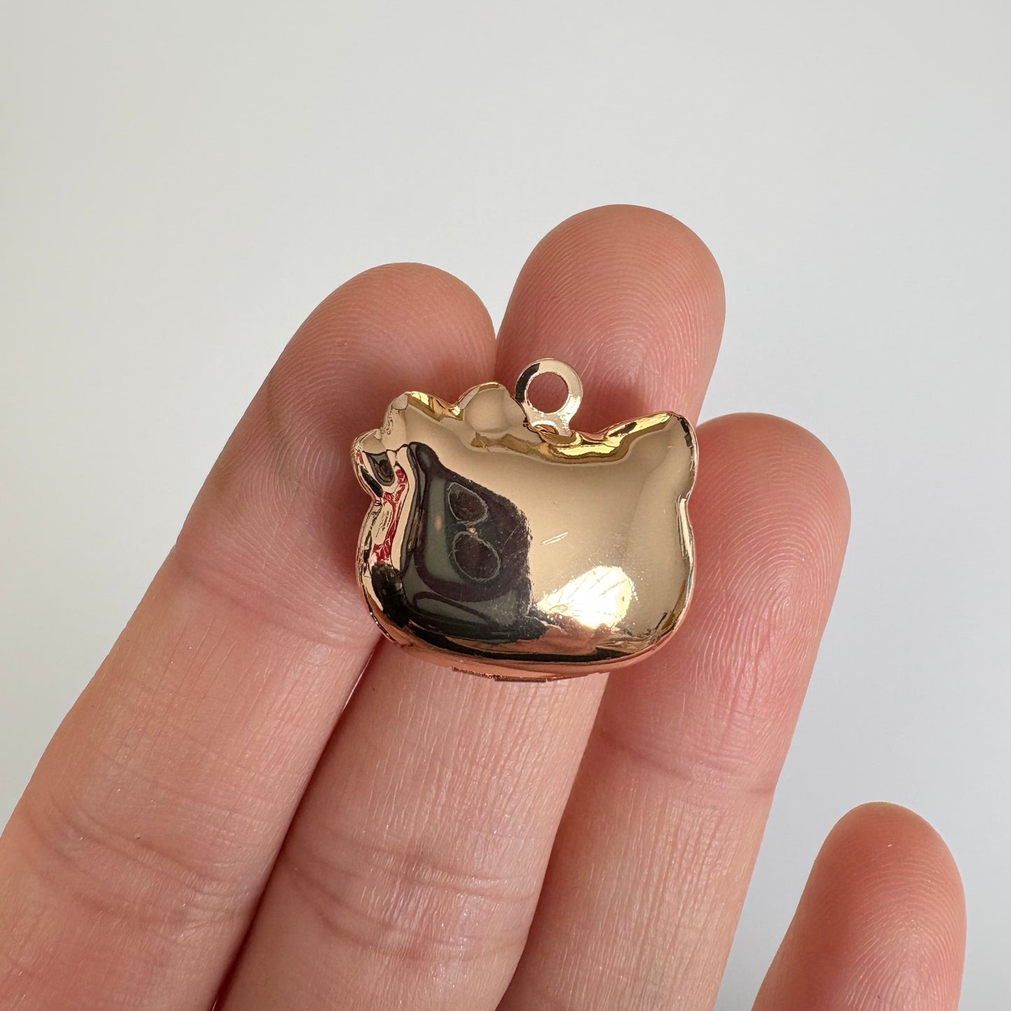 Gold-Plated Copper Cute Cat Locket Pendant, Kawaii Kitty-Inspired Necklace Charm, DIY Jewelry Making Supply