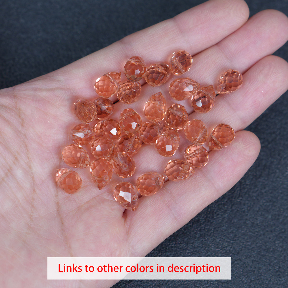 40PCS Light Rose Faceted Teardrop Glass Beads, 8x10mm for Jewelry Making