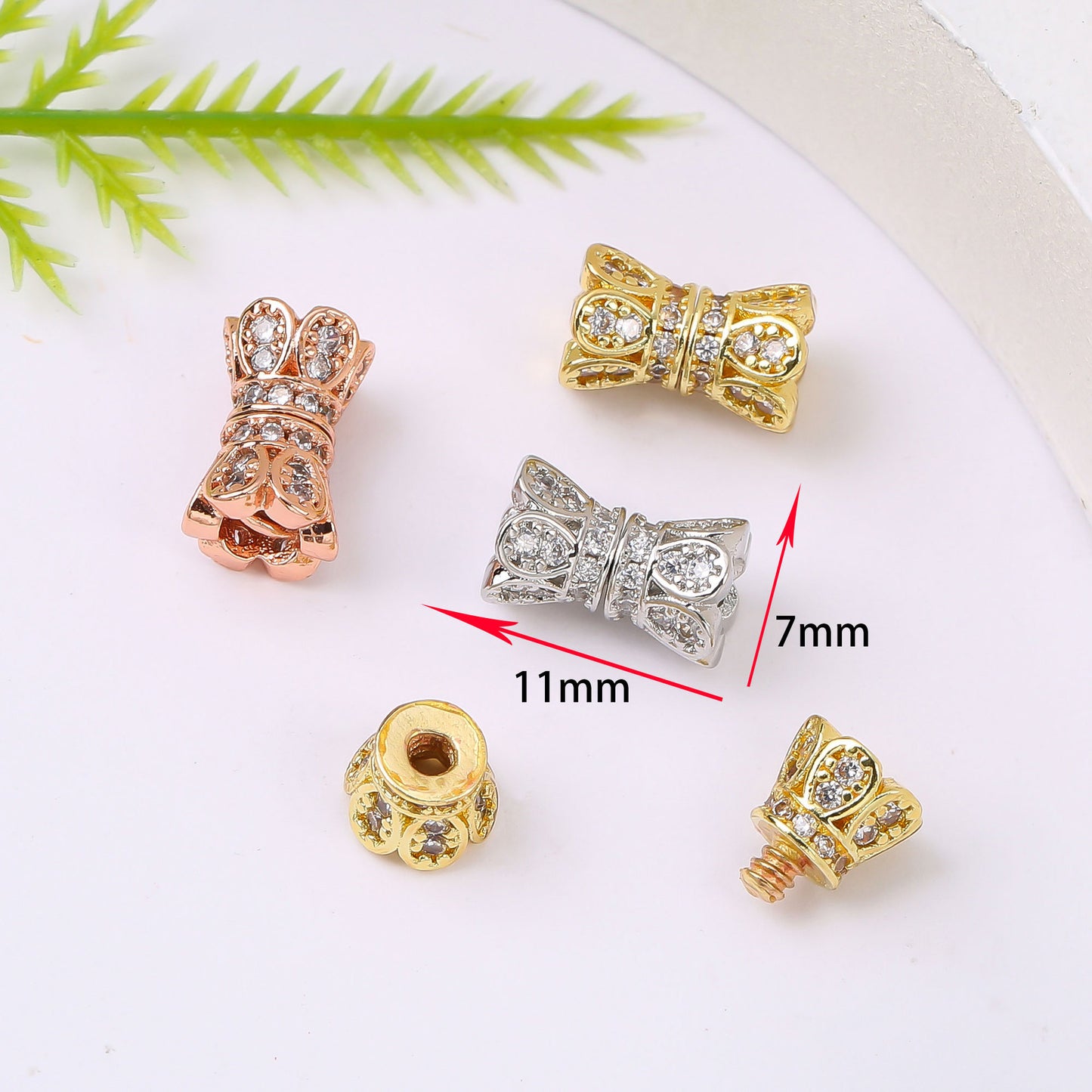 Gold Plated Screw Clasp with Cubic Zirconia, Rotating Pearl Waist Connector, Micro Pave Jewelry Clasp, DIY Necklace Connector Findings