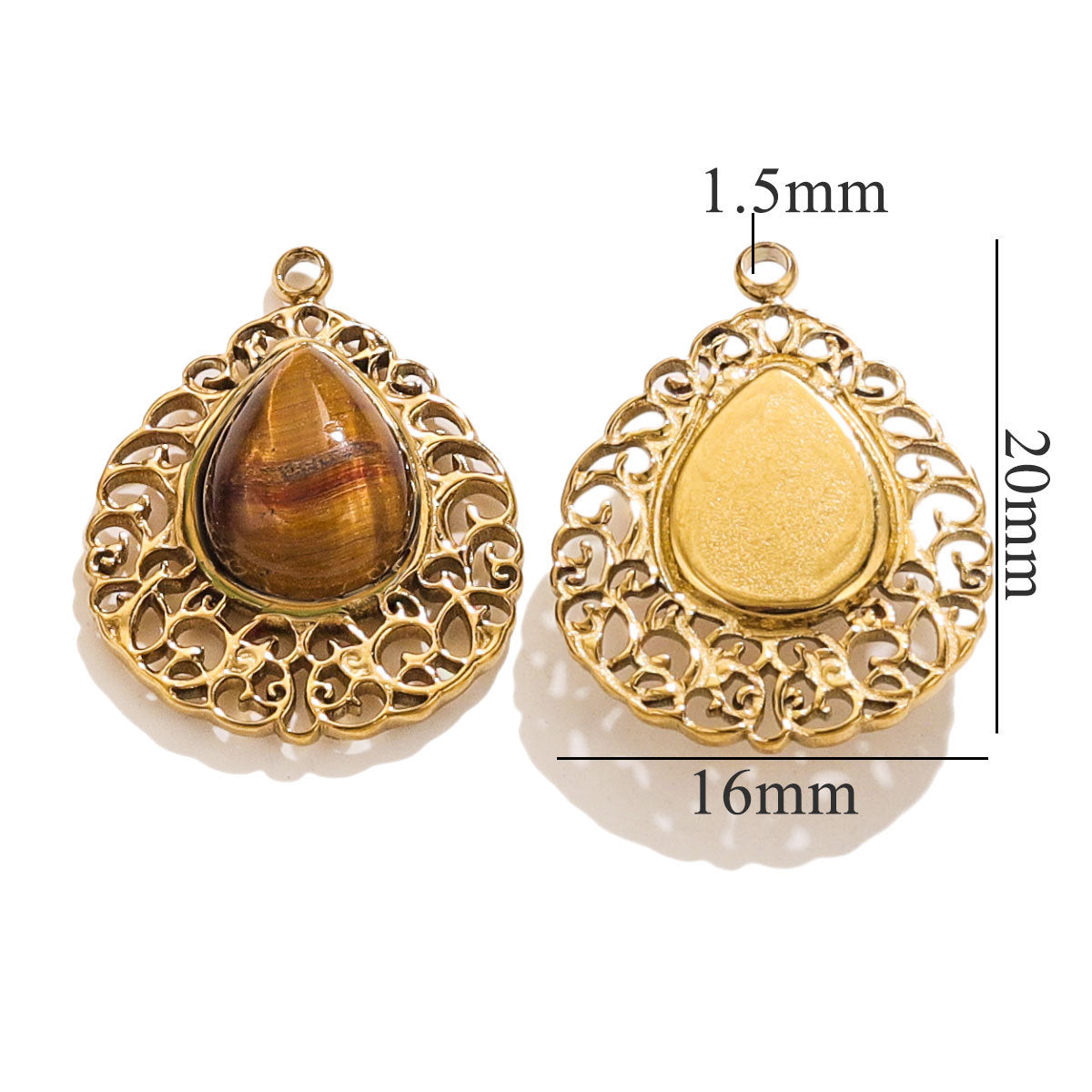 Original Design Stainless Steel Tiger Eye Teardrop Pendant | Minimalist Luxury DIY Jewelry Charm for Necklaces & Earrings