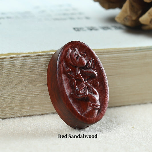 25*16*7mm Sandalwood Lotus Buddha Hand Beads, Oval Carved Wood Spacer Beads for DIY Bracelets & Necklaces, Chinese Style Meditation Jewelry Findings