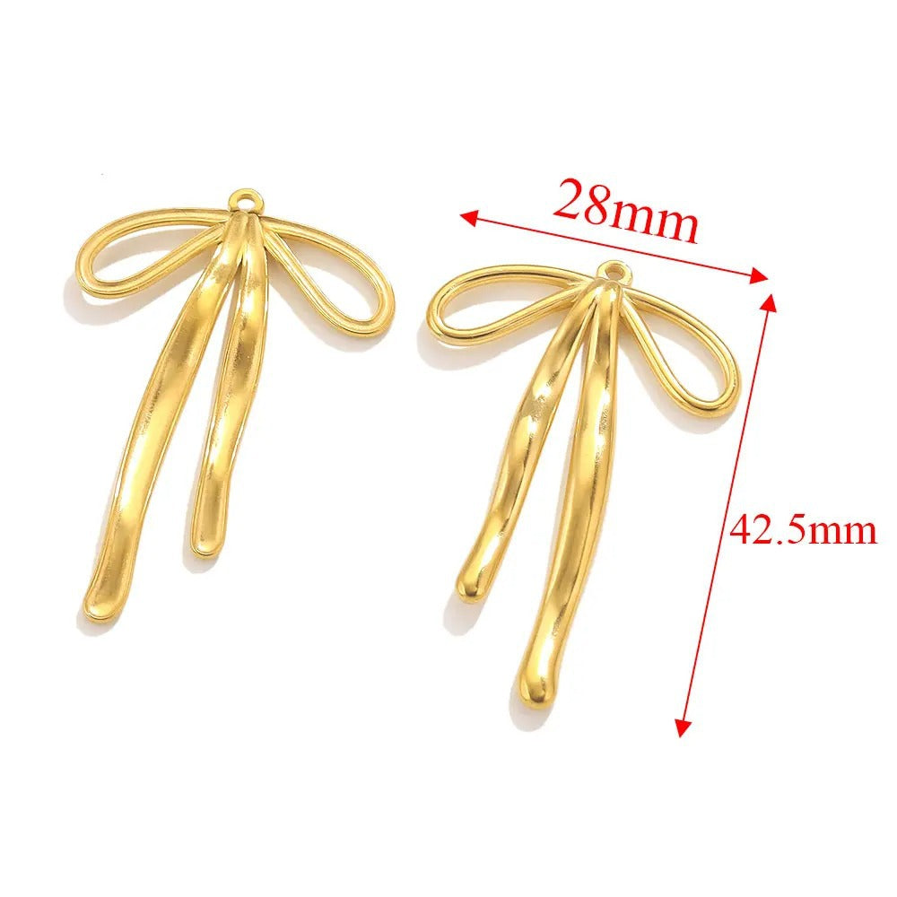 Stainless Steel Bow Pendant Charm | DIY Jewelry Accessory for Earrings, Necklaces & Bracelet Making