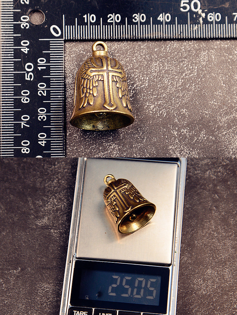 Vintage Brass Cross Bell, Handcrafted Religious Charm, Perfect for Jewelry Making & Wind Chimes