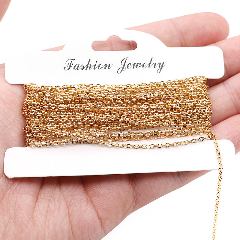 5 Meters Stainless Steel O Chain (Thin & Delicate) - DIY Jewelry Supplies for Necklaces, Flat Link Chain for Handmade Accessories