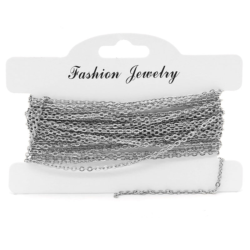 5 Meters Stainless Steel O Chain (Thin & Delicate) - DIY Jewelry Supplies for Necklaces, Flat Link Chain for Handmade Accessories