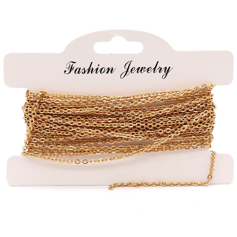 5 Meters Stainless Steel O Chain (Thin & Delicate) - DIY Jewelry Supplies for Necklaces, Flat Link Chain for Handmade Accessories