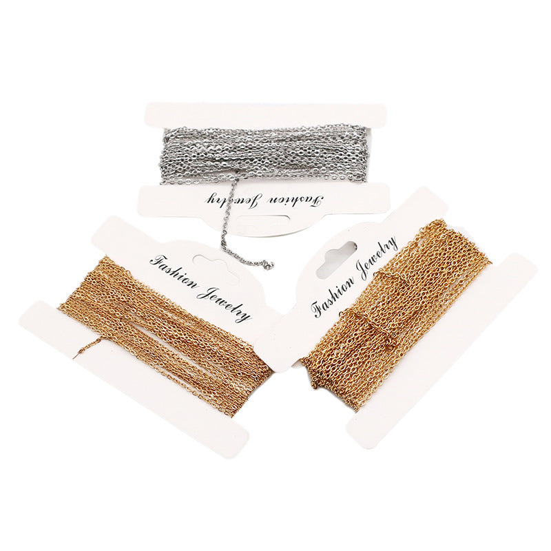 5 Meters Stainless Steel O Chain (Thin & Delicate) - DIY Jewelry Supplies for Necklaces, Flat Link Chain for Handmade Accessories