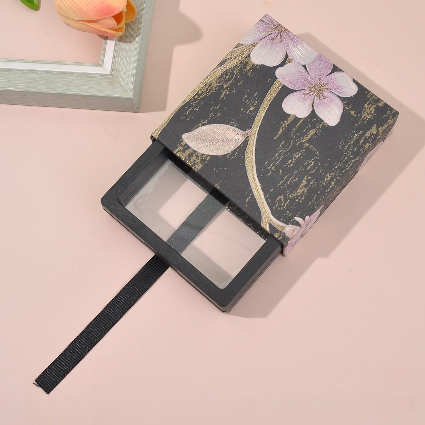 Floating Display Jewelry Box, Drawer Style PE Membrane Packaging Case, Ring Necklace Earring Storage Organizer for Jewelry Display,3.6*3.6*0.8inch