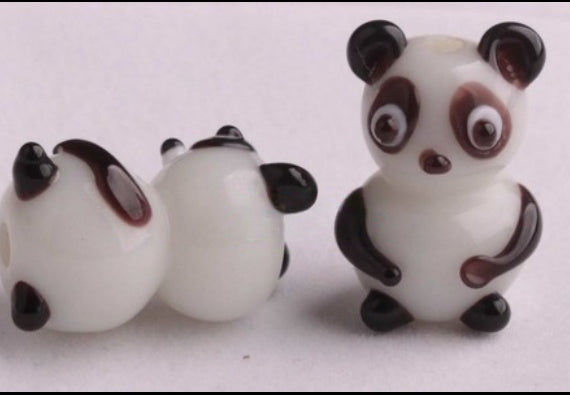 Handmade Japanese Style Panda Glass Beads, Lampwork Beads for DIY Jewelry Making