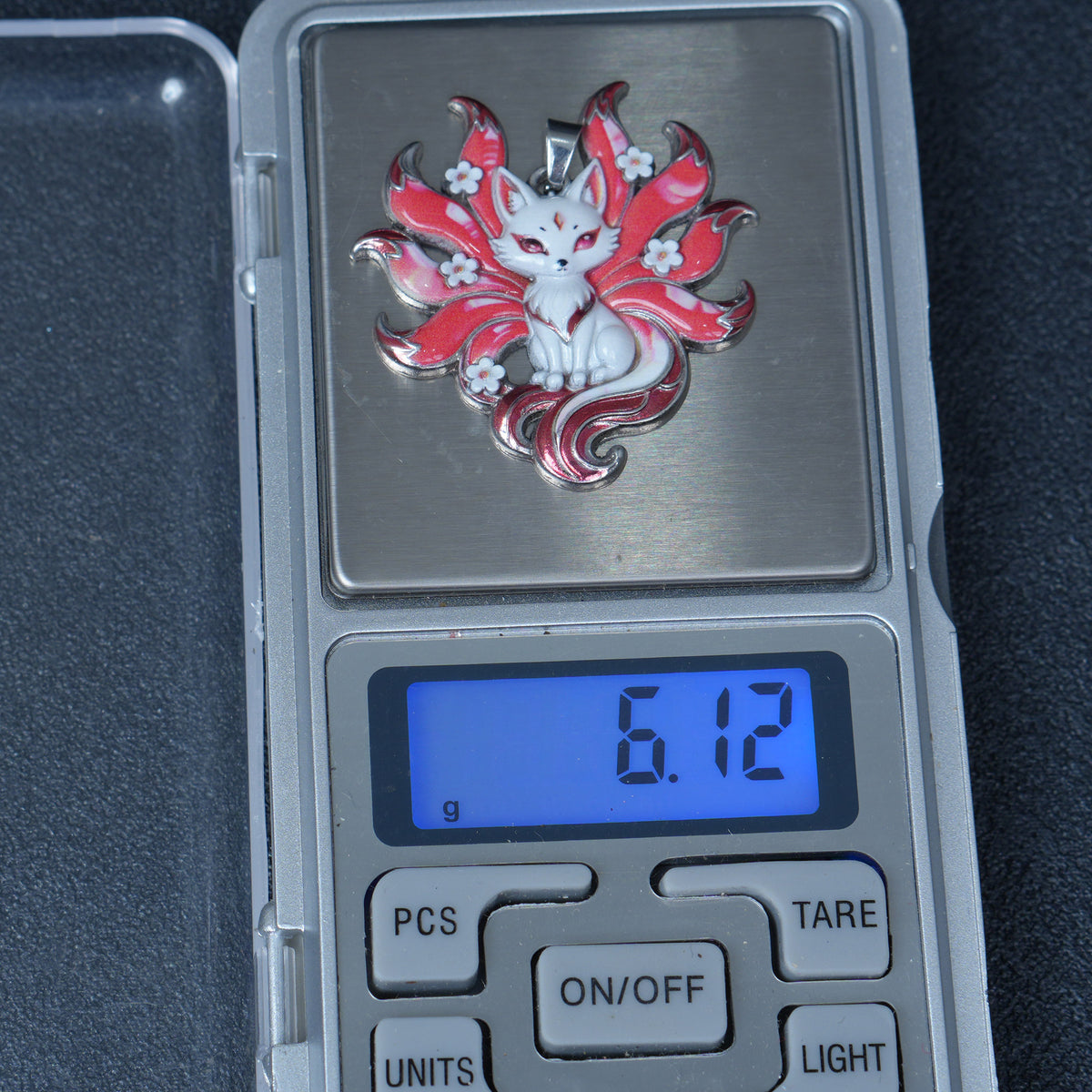 Red Nine Tailed Fox Enamel Charm,Kitsune pendant