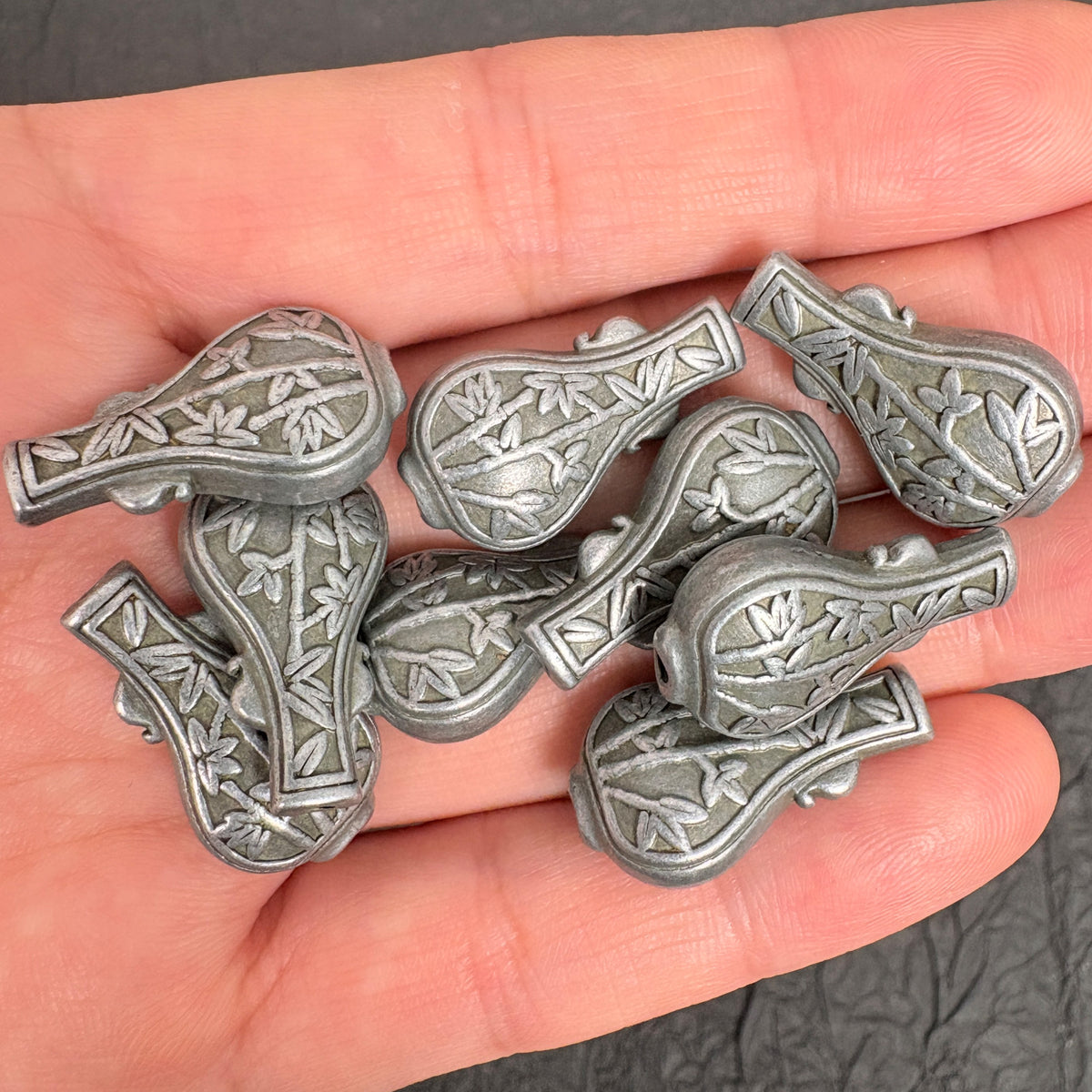4PCS Antique Silver Bamboo Vase Beads, Vintage Bottle Spacer Beads for Jewelry Making