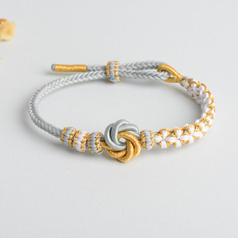 #008 - DIY Handmade Woven Mandala Knot Bracelet Pink Peach Blossom Knot Bracelet Wearable Bead Jewelry Accessories Bracelet, Friendship Bracelet