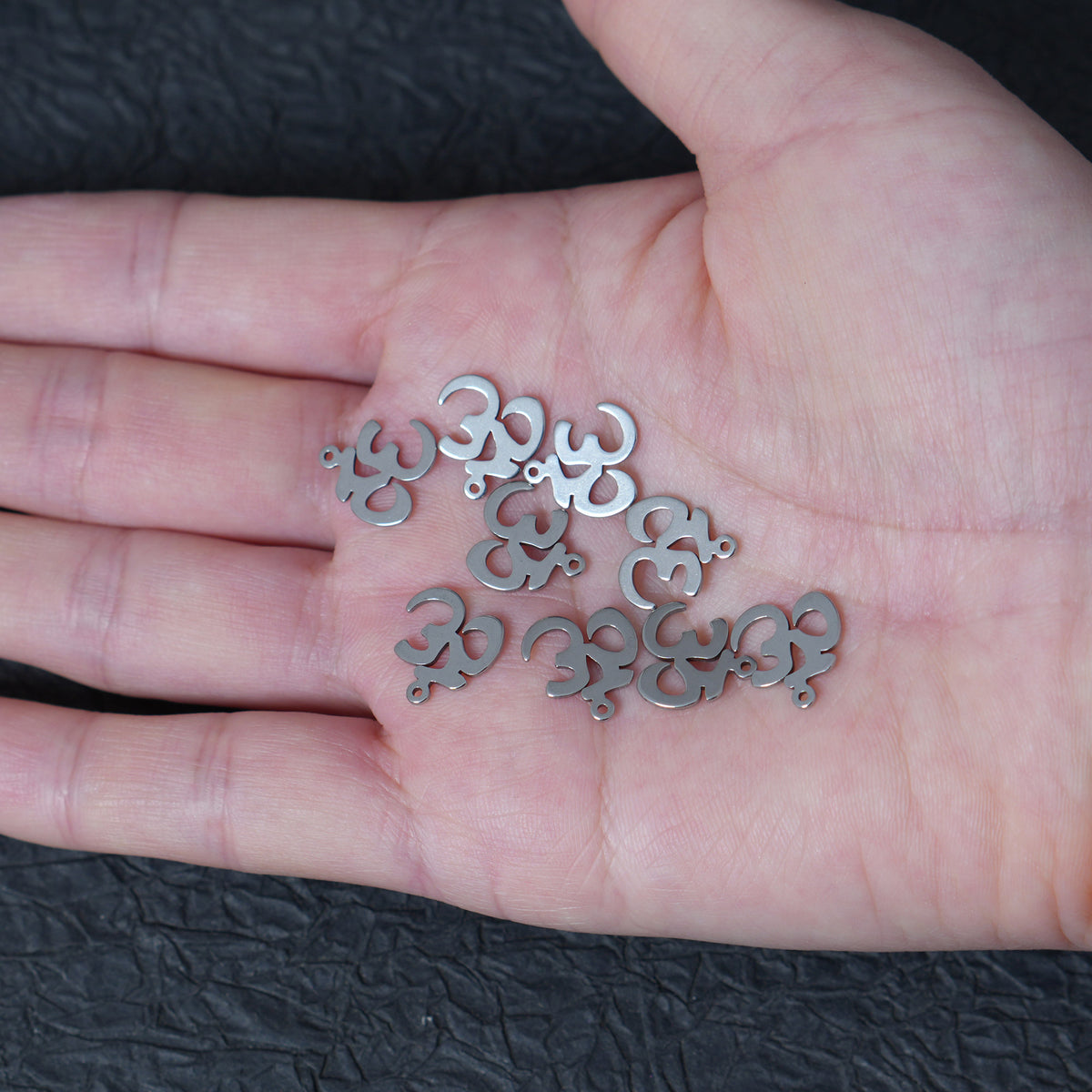 10PCS Stainless Steel Om Symbol Charms, Yoga Spiritual Metal Pendants for DIY Jewelry Making