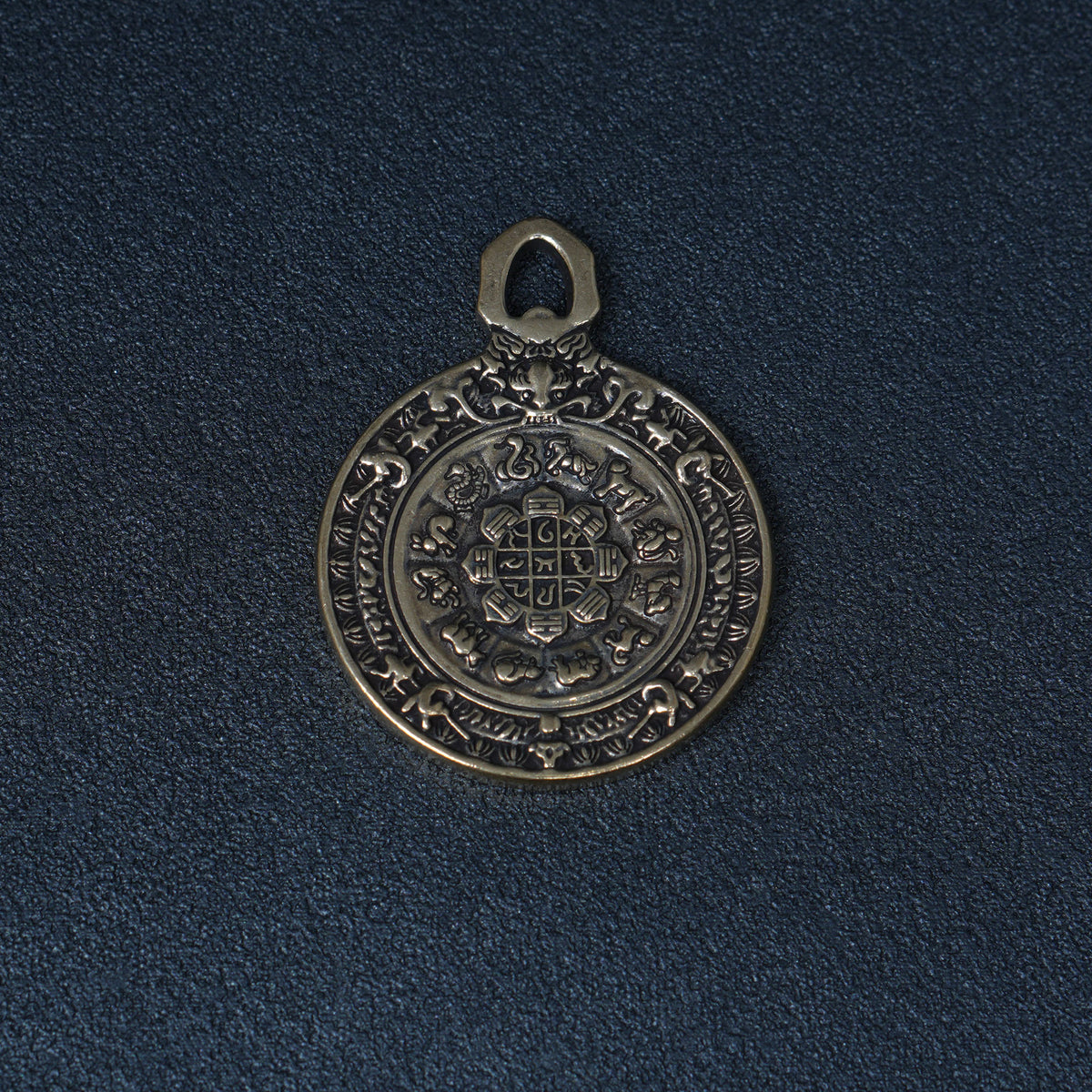 Tibetan Bagua Protection Amulet Pendant, Double Sided Dharma Wheel Charm, Spiritual Jewelry Craft Component