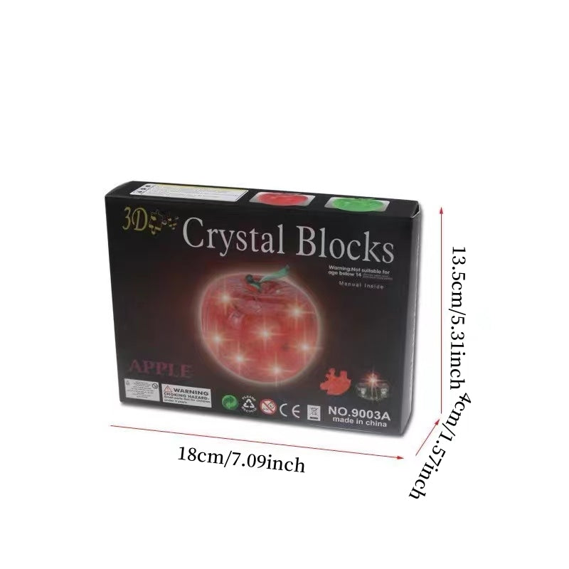 3D Crystal Puzzle Apple, Crystal Puzzle Brainteasers for Puzzlers Ages 16 and Up, 45PCS