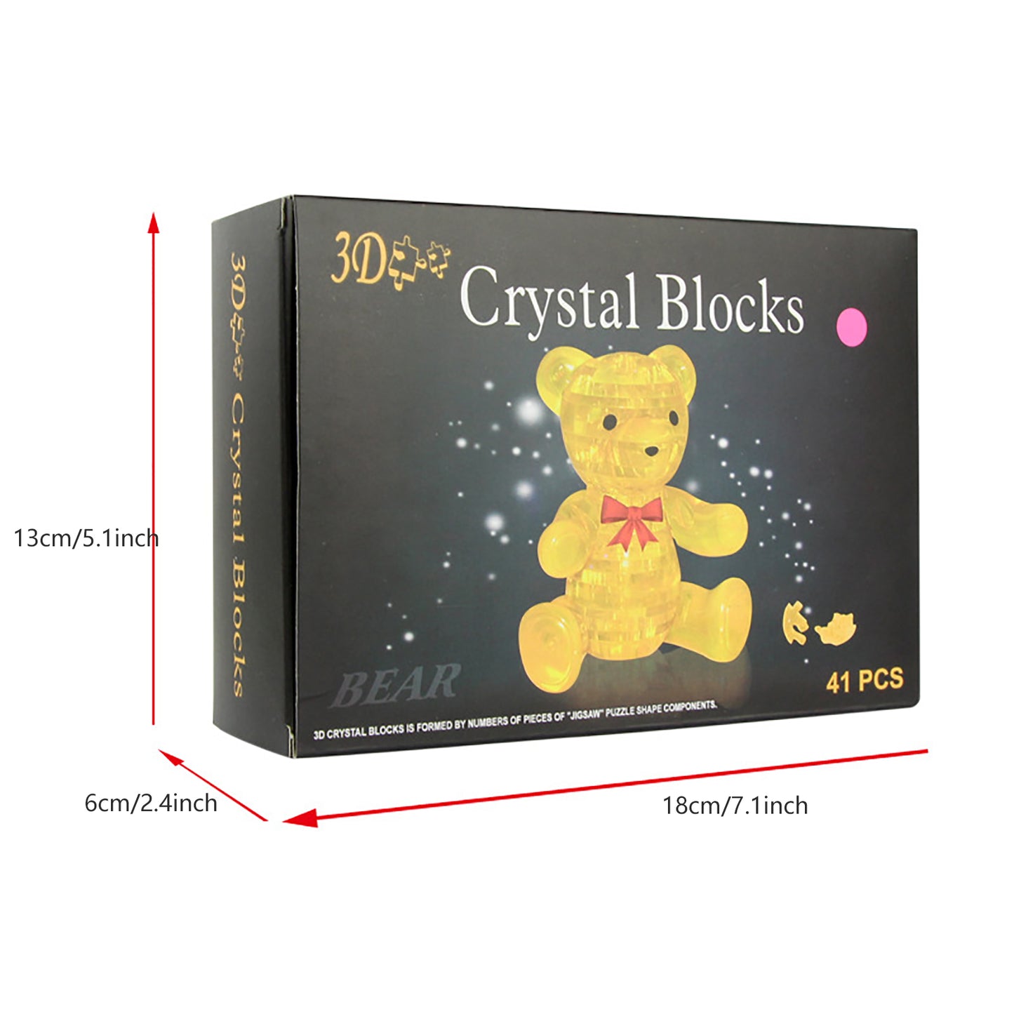 3D Crystal Puzzle Bear, Crystal Puzzle Brainteasers for Puzzlers Ages 16 and Up, 41PCS