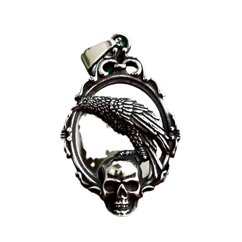 Stainless Steel Magic Mirror Skull Pendant - Edgy DIY Jewelry Component for Necklaces