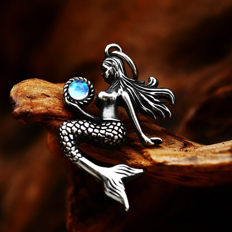 Stainless Steel Mermaid Pendant - Ocean-Inspired DIY Jewelry Component for Necklaces