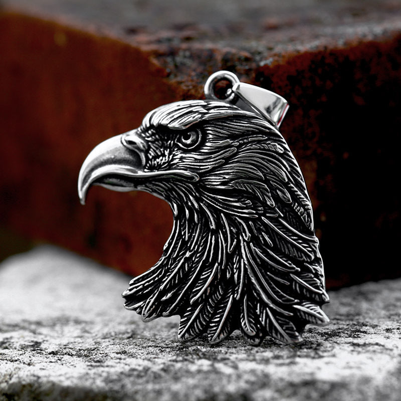 Stainless Steel Gothic Eagle Pendant - Edgy DIY Jewelry Component for Necklaces