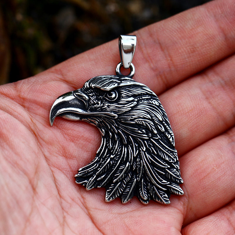 Stainless Steel Gothic Eagle Pendant - Edgy DIY Jewelry Component for Necklaces