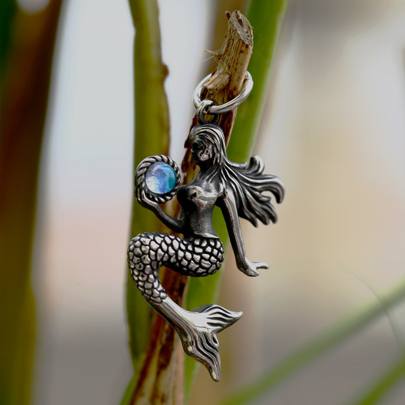 Stainless Steel Mermaid Pendant - Ocean-Inspired DIY Jewelry Component for Necklaces